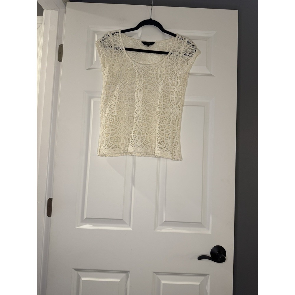 Jack Short Sleeve Lace Top XS Ivory